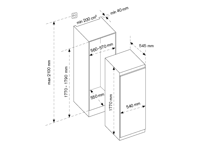 60 cm colonna freezer H177cm porta singola | Bertazzoni